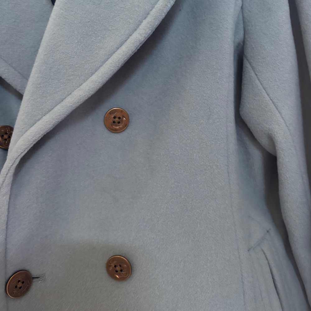 Lands' End Womens Dusty Blue Double Breasted Wool Blend Pea Coat Size 16 - Picture 3 of 4